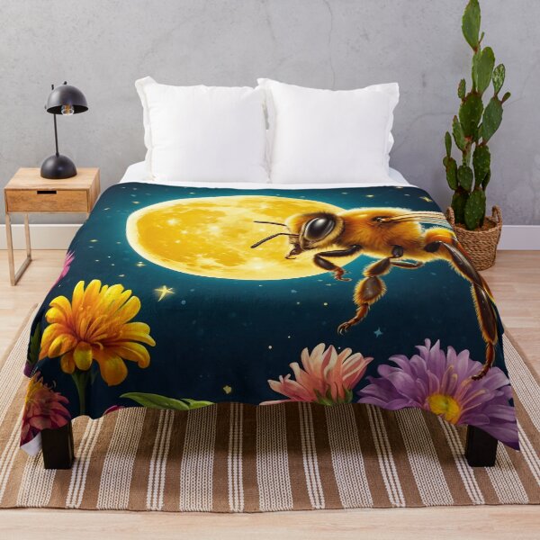 Item preview, Honey Moon Bee Collecting Honey At Moon Flowers designed and sold by SassyArtistry.