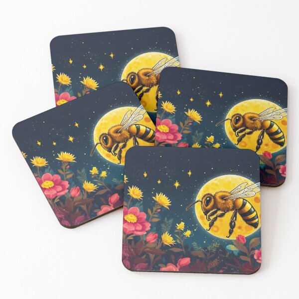Item preview, Honey Moon Bee Collecting Honey At Pink Flowers designed and sold by SassyArtistry.