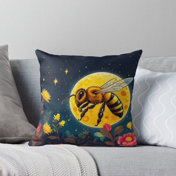 Item preview, Honey Moon Bee Collecting Honey At Pink Flowers designed and sold by SassyArtistry.