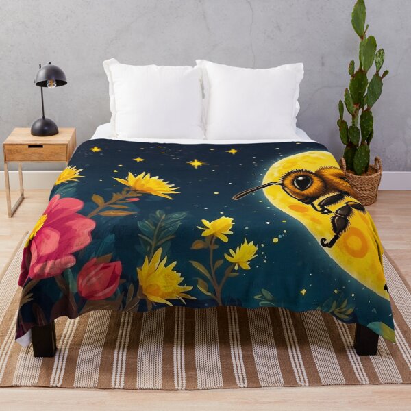 Item preview, Honey Moon Bee Collecting Honey At Pink Flowers designed and sold by SassyArtistry.