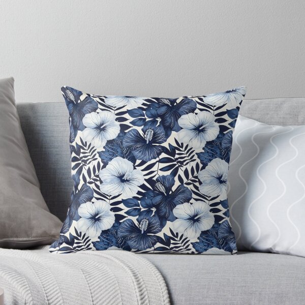 Item preview, Patrón floral de hibisco azul y blanco designed and sold by VoyteksDesigns.