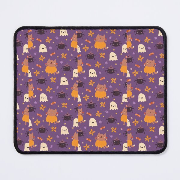 Item preview, "Hauntingly Cute: Halloween Cat and Ghost Seamless Pattern" designed and sold by hjian8219.