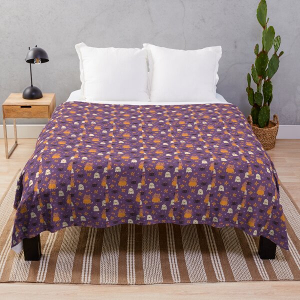 Item preview, "Hauntingly Cute: Halloween Cat and Ghost Seamless Pattern" designed and sold by hjian8219.