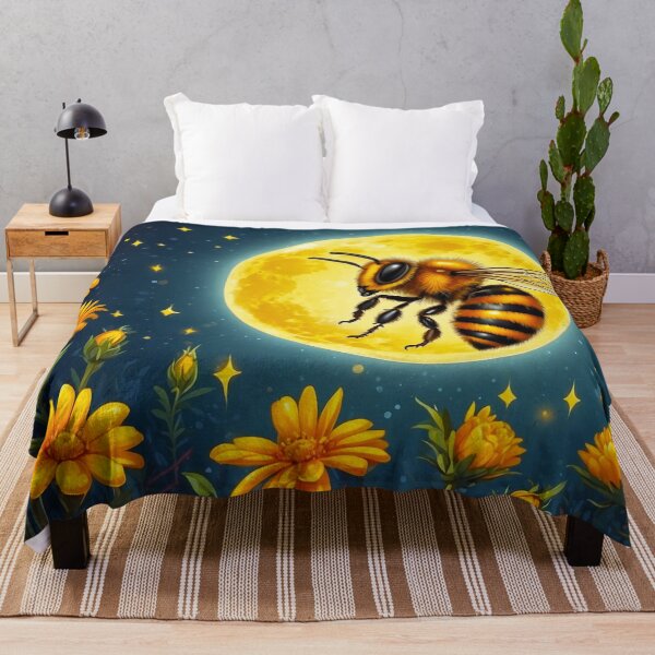 Item preview, Honey Bee Moon Collecting Honey At Orange Flowers designed and sold by SassyArtistry.