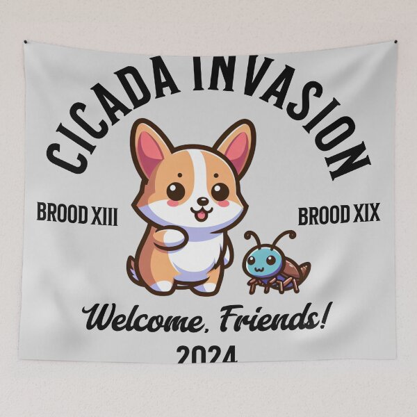 Item preview, Cicada Invasion 2024 Cute Corgi designed and sold by Zelda's Garden.