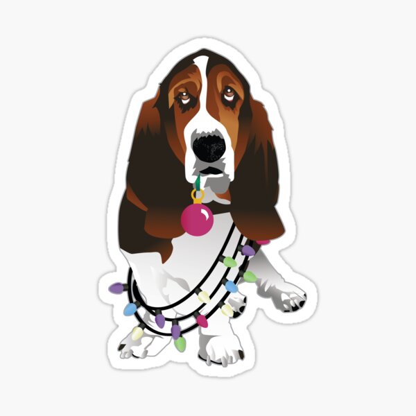 Basset Hound and Christmas Decorations Dog Illustration Sticker