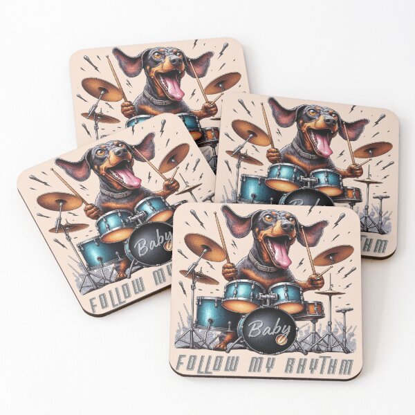 Item preview,  Dachshund drummer at concert. "Follow my rhythm baby" designed and sold by Sublime Infinito.