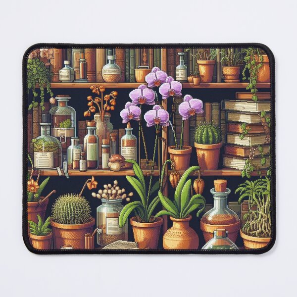 Artikelvorschau, Bücherregal eines Pflanzenwissenschaftlers - Pixel Art Interiors entworfen und verkauft von RetroRuins.