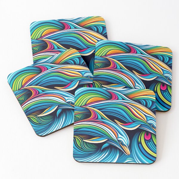 Item preview, Colorful Dolphin Optical Illusion designed and sold by ArtemisDesignAI.