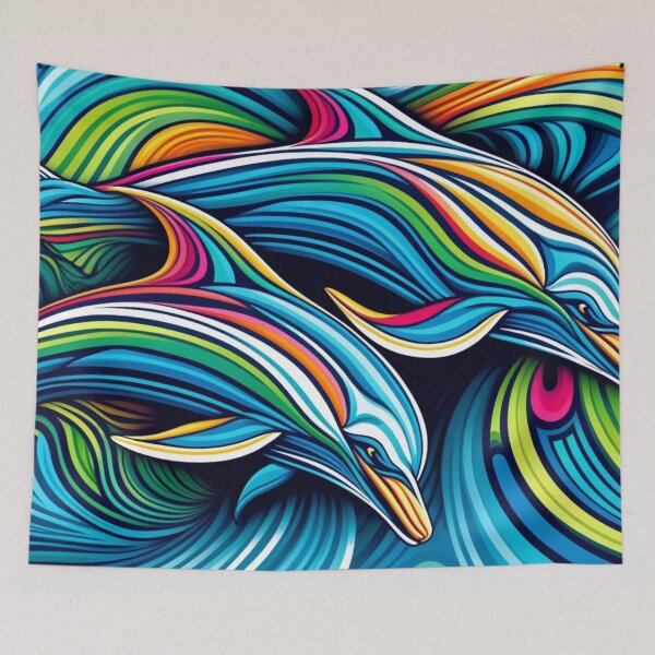 Item preview, Colorful Dolphin Optical Illusion designed and sold by ArtemisDesignAI.