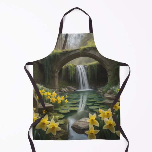 Item preview, Enchanting Ancient Forest Daffodils Mossy Bridge Lily Pads designed and sold by EnchantedVista.