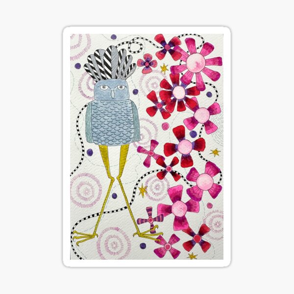 Item preview, Blue Owl with Flowers  designed and sold by KakiDimock.