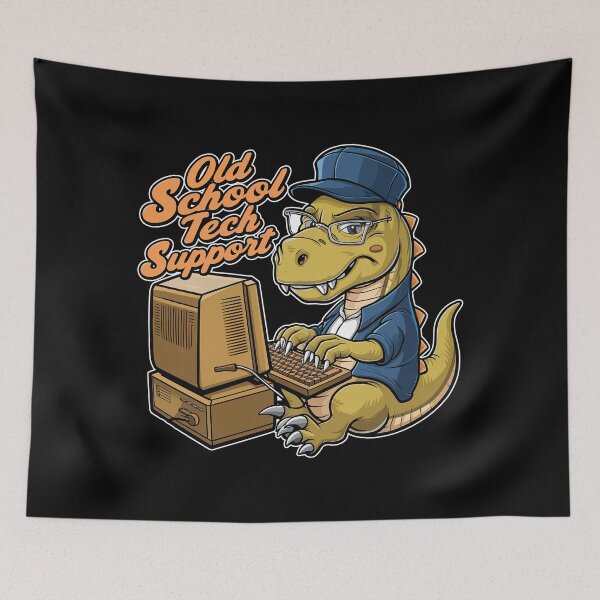 Item preview, Old School Tech Support Funnt T-Rex T-Shirt designed and sold by Witty Shirts.