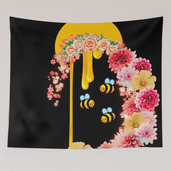 Item preview, Honey Moon Bees With Pink Flowers designed and sold by SassyArtistry.