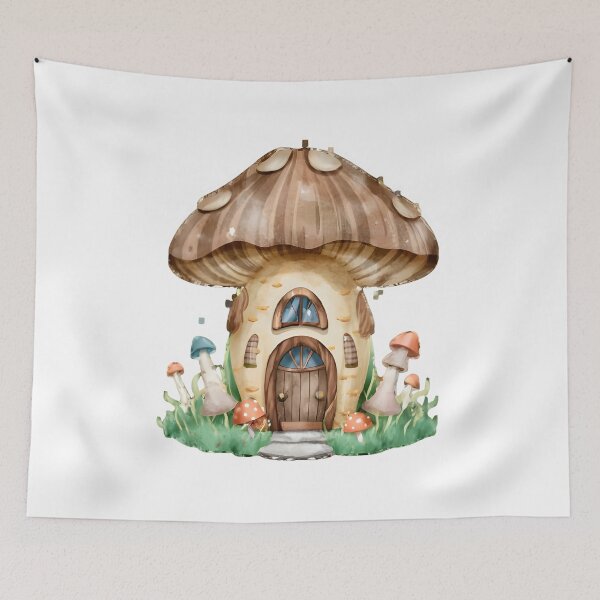 Item preview, Whimsical Watercolor Mushroom House designed and sold by Craft99.