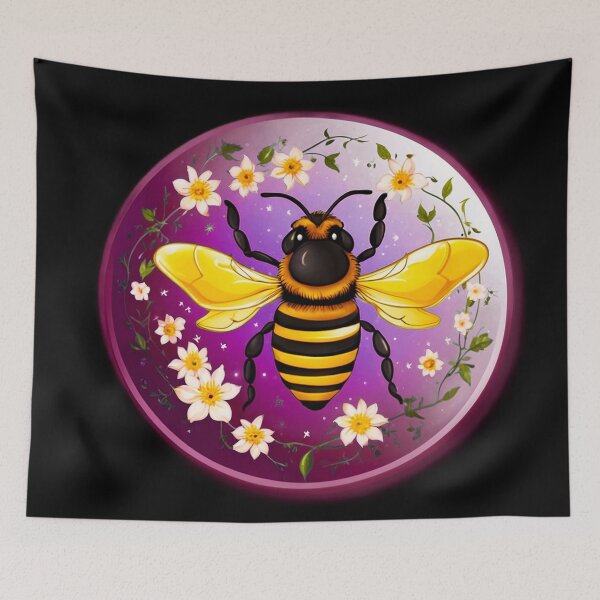 Item preview, Pink Honey Moon Bee With Flowers designed and sold by SassyArtistry.