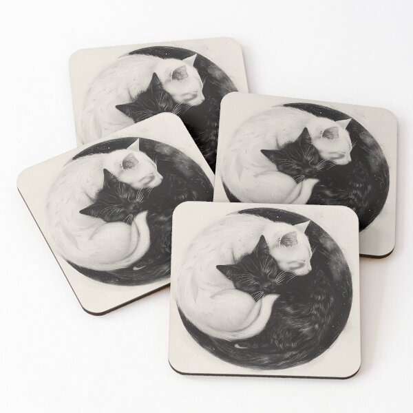 Item preview, Yin Yang black and white cat print designed and sold by dcrc.