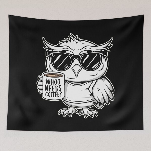 Item preview, Whoo Needs Coffee? Funny Kawaii T-Shirt designed and sold by Witty Shirts.