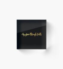 Christian quote - By grace through faith - Golden Text Acrylic Block