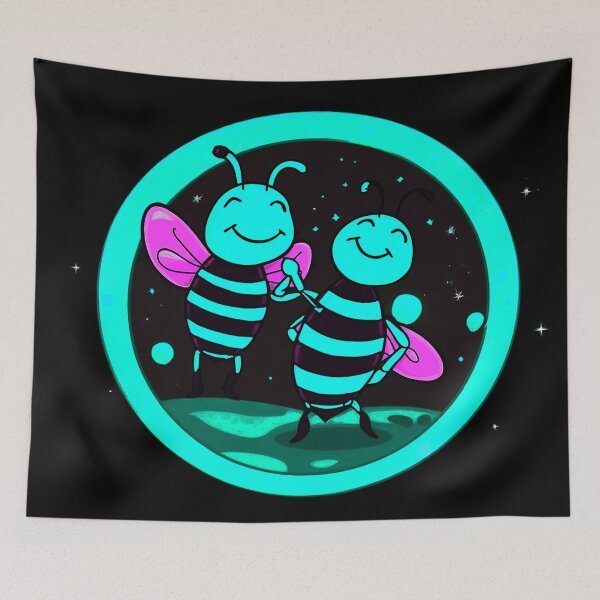 Item preview, Light Blue Love Honey Moon Bees  designed and sold by SassyArtistry.