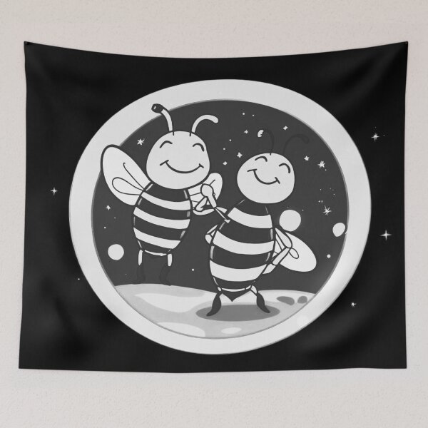 Item preview, Black And White Love Honey Moon Bees  designed and sold by SassyArtistry.