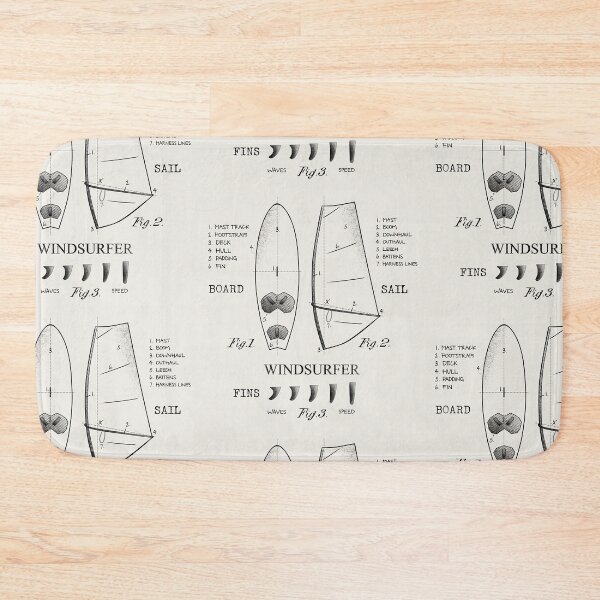 Item preview, Windsurfer Equipment Gear Board, Sail and Fins Legend Vintage Black Drawing designed and sold by frenchsalsa.