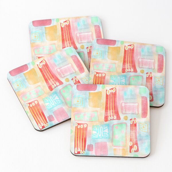 Item preview, VÄRISATU Vivid Pastel Red and Turquoise Hues designed and sold by LuovaSieluART.