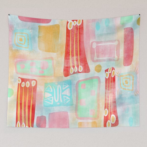 Item preview, VÄRISATU Vivid Pastel Red and Turquoise Hues designed and sold by LuovaSieluART.