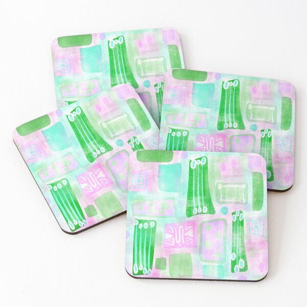 Item preview, VÄRISATU Vivid Pastel Green and Pink Hues designed and sold by LuovaSieluART.