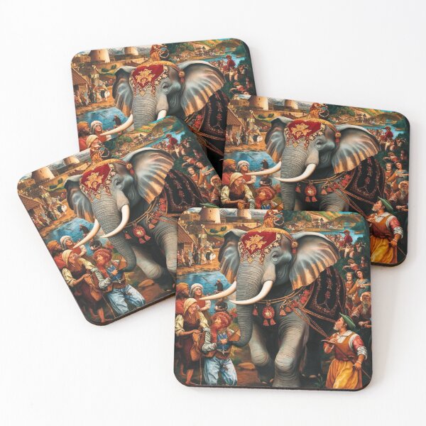 Item preview, Elephant Portrait. Fantasy elephant, Elephant painting, wild elephant, vintage elephant, Pieter Bruegel the Elder style designed and sold by ElephantVibes.