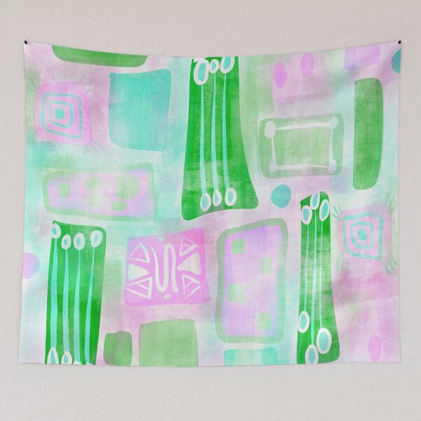 Item preview, VÄRISATU Vivid Pastel Green and Pink Hues designed and sold by LuovaSieluART.