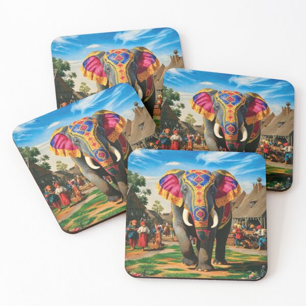 Item preview, Elephant Portrait. Fantasy elephant, Elephant painting, wild elephant, vintage elephant, Pieter Bruegel the Elder style designed and sold by ElephantVibes.