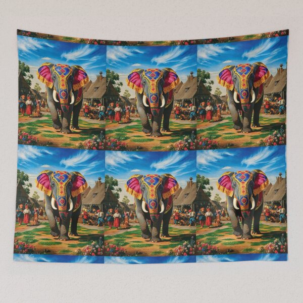 Item preview, Elephant Portrait. Fantasy elephant, Elephant painting, wild elephant, vintage elephant, Pieter Bruegel the Elder style designed and sold by ElephantVibes.