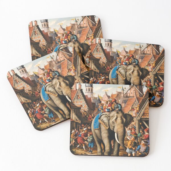 Item preview, Elephant Portrait. Fantasy elephant, Elephant painting, wild elephant, vintage elephant, Pieter Bruegel the Elder style designed and sold by ElephantVibes.
