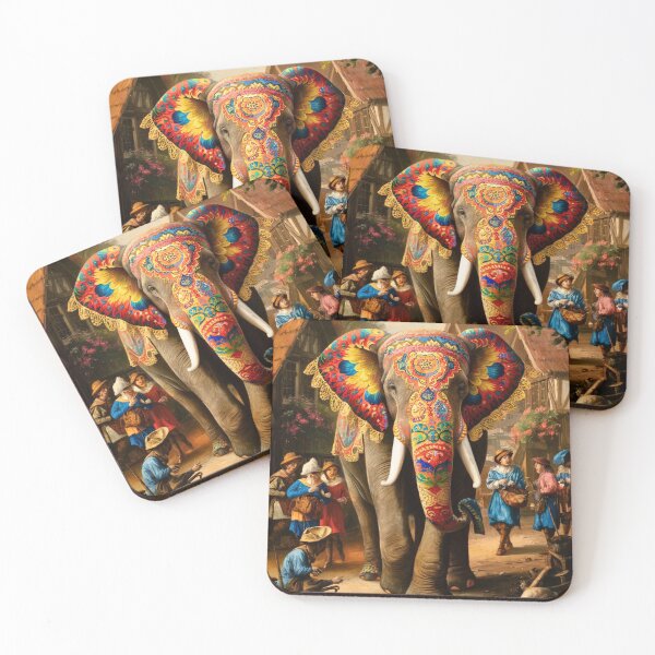 Item preview, Elephant Portrait. Fantasy elephant, Elephant painting, wild elephant, vintage elephant, Pieter Bruegel the Elder style designed and sold by ElephantVibes.