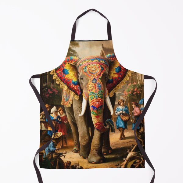 Item preview, Elephant Portrait. Fantasy elephant, Elephant painting, wild elephant, vintage elephant, Pieter Bruegel the Elder style designed and sold by ElephantVibes.