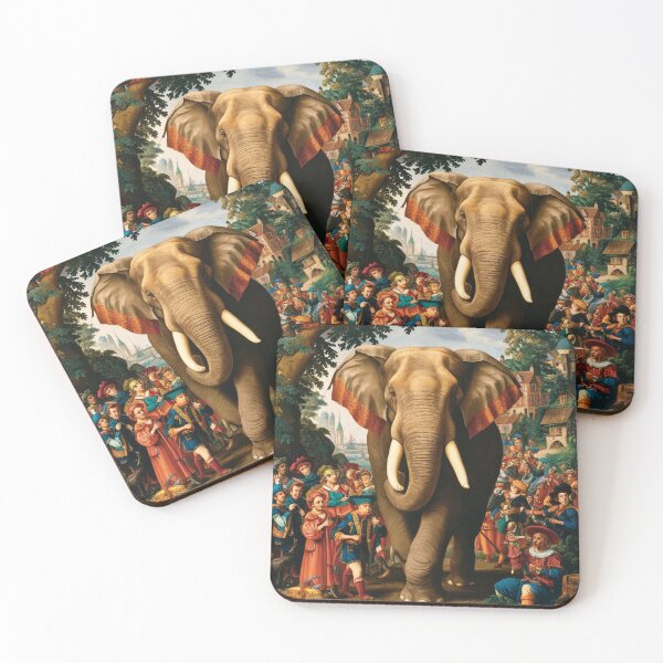Item preview, Elephant Portrait. Fantasy elephant, Elephant painting, wild elephant, vintage elephant, Pieter Bruegel the Elder style designed and sold by ElephantVibes.