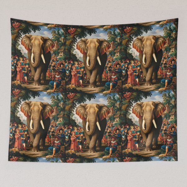 Item preview, Elephant Portrait. Fantasy elephant, Elephant painting, wild elephant, vintage elephant, Pieter Bruegel the Elder style designed and sold by ElephantVibes.