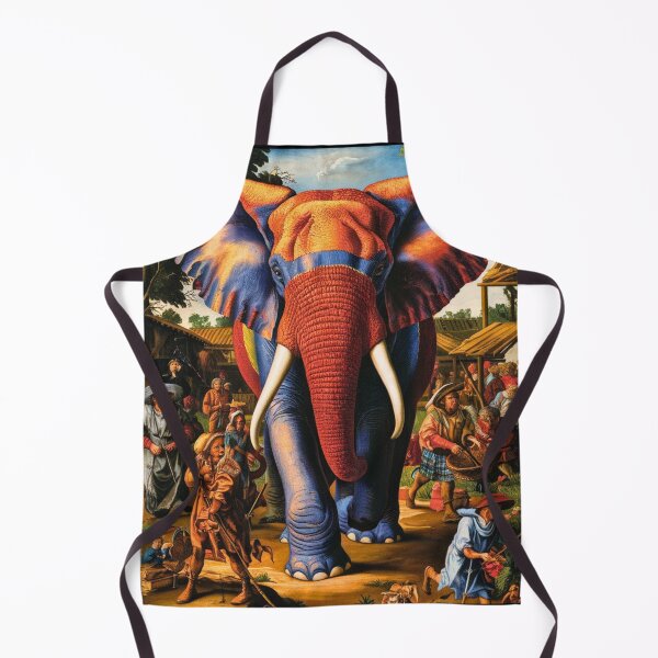 Item preview, Elephant Portrait. Fantasy elephant, Elephant painting, wild elephant, vintage elephant, Pieter Bruegel the Elder style designed and sold by ElephantVibes.