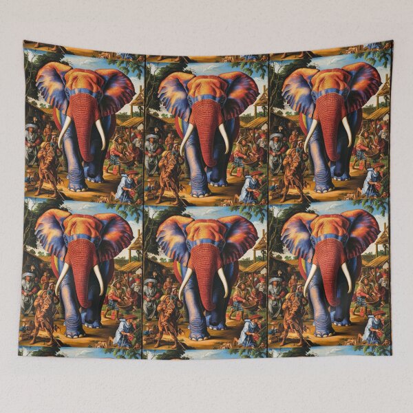 Item preview, Elephant Portrait. Fantasy elephant, Elephant painting, wild elephant, vintage elephant, Pieter Bruegel the Elder style designed and sold by ElephantVibes.