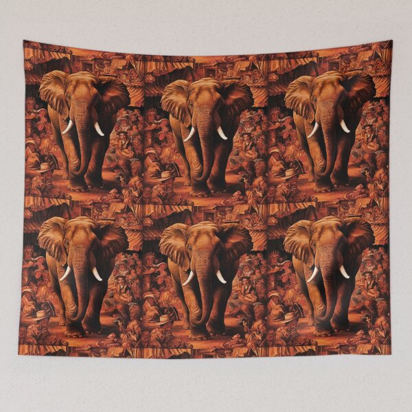 Item preview, Elephant Portrait. Fantasy elephant, Elephant painting, wild elephant, vintage elephant, Pieter Bruegel the Elder style designed and sold by ElephantVibes.