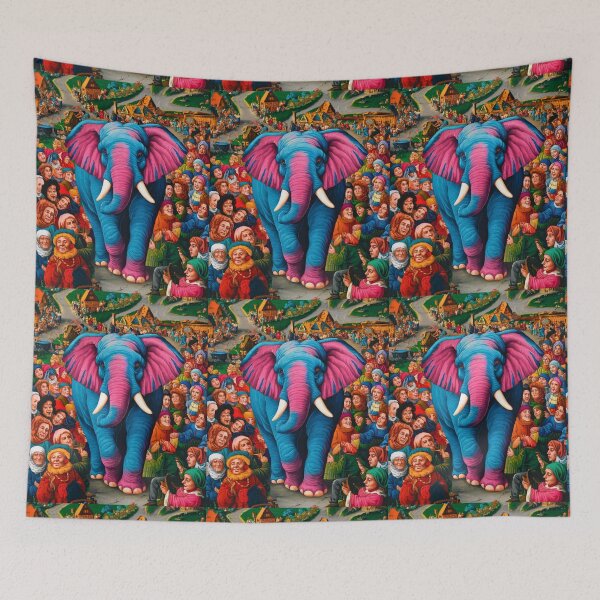 Item preview, Elephant Portrait. Fantasy elephant, Elephant painting, wild elephant, vintage elephant, Pieter Bruegel the Elder style designed and sold by ElephantVibes.