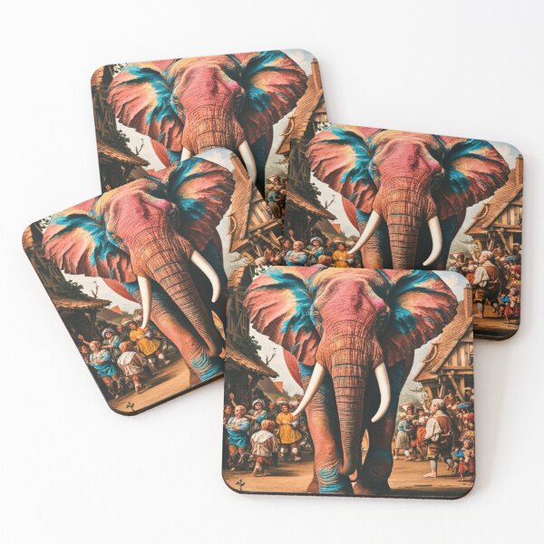 Item preview, Elephant Portrait. Fantasy elephant, Elephant painting, wild elephant, vintage elephant, Pieter Bruegel the Elder style designed and sold by ElephantVibes.