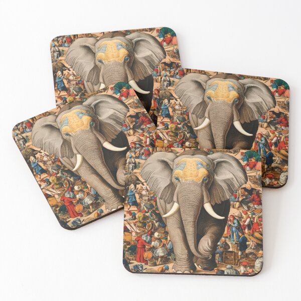 Item preview, Elephant Portrait. Fantasy elephant, Elephant painting, wild elephant, vintage elephant, Pieter Bruegel the Elder style designed and sold by ElephantVibes.