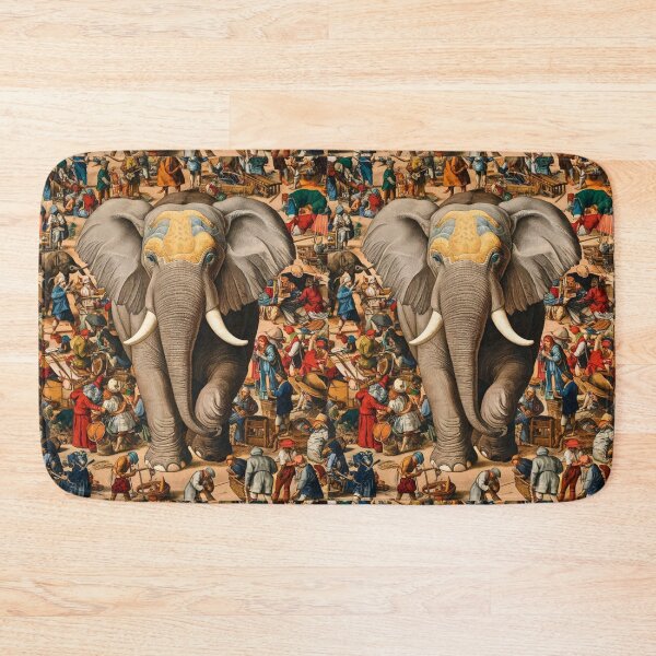 Item preview, Elephant Portrait. Fantasy elephant, Elephant painting, wild elephant, vintage elephant, Pieter Bruegel the Elder style designed and sold by ElephantVibes.