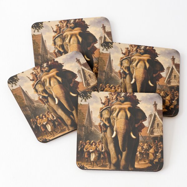 Item preview, Elephant Portrait. Fantasy elephant, Elephant painting, wild elephant, vintage elephant, Pieter Bruegel the Elder style designed and sold by ElephantVibes.