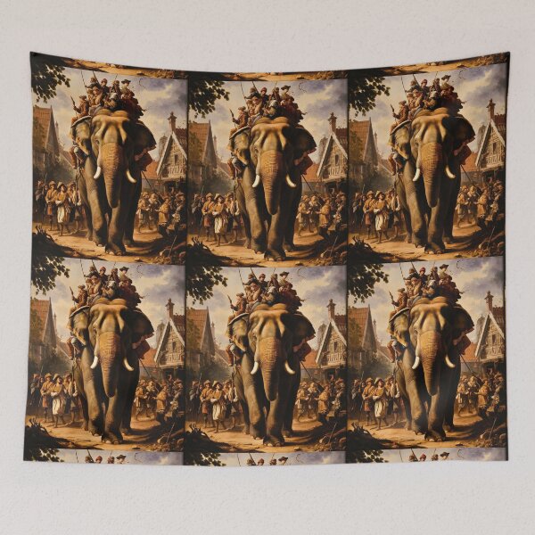 Item preview, Elephant Portrait. Fantasy elephant, Elephant painting, wild elephant, vintage elephant, Pieter Bruegel the Elder style designed and sold by ElephantVibes.