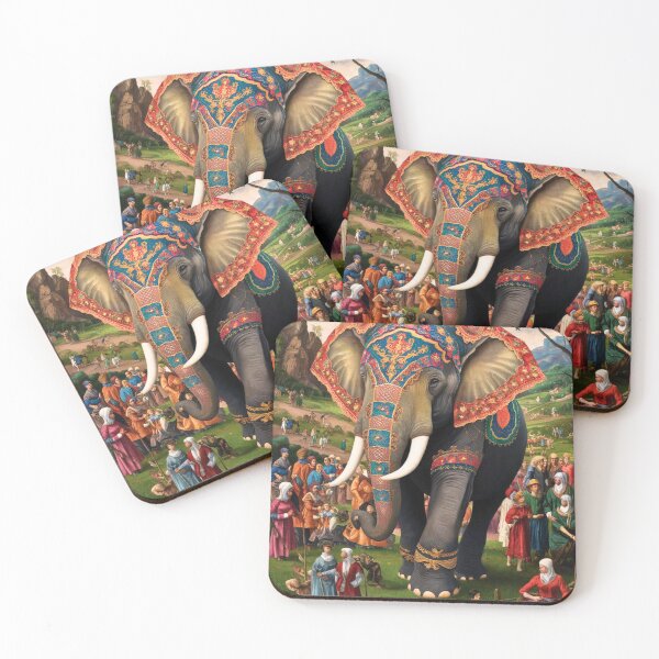 Item preview, Elephant Portrait. Fantasy elephant, Elephant painting, wild elephant, vintage elephant, Pieter Bruegel the Elder style designed and sold by ElephantVibes.