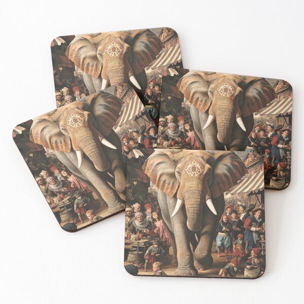 Item preview, Elephant Portrait. Fantasy elephant, Elephant painting, wild elephant, vintage elephant, Pieter Bruegel the Elder style designed and sold by ElephantVibes.