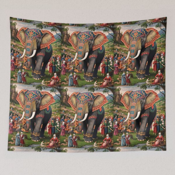 Item preview, Elephant Portrait. Fantasy elephant, Elephant painting, wild elephant, vintage elephant, Pieter Bruegel the Elder style designed and sold by ElephantVibes.